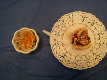 Team Nemo - The snack on the left is a 'deconstructed quesadilla' aka melted cheese in a tortilla with crushed cheeze-its. Needless to say, it was delicious!