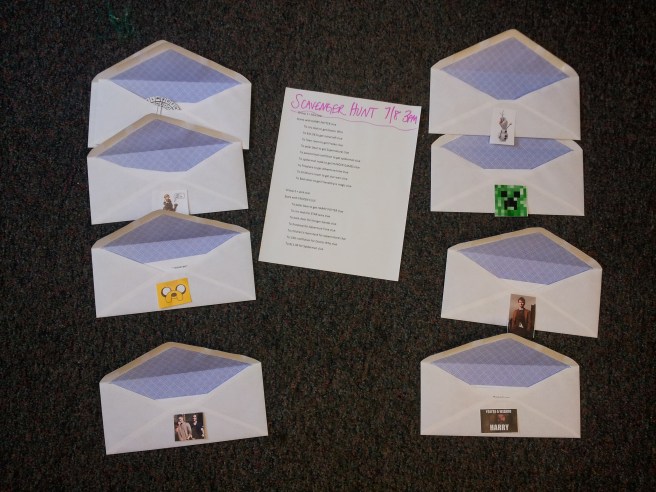 Sorting the clues into their correct envelopes in the right group order is a challenge! 