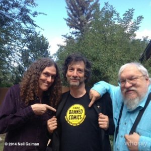 Neil Gaiman, Weird Al, and George R. R. Martin representing banned comics readers. So amazing! 