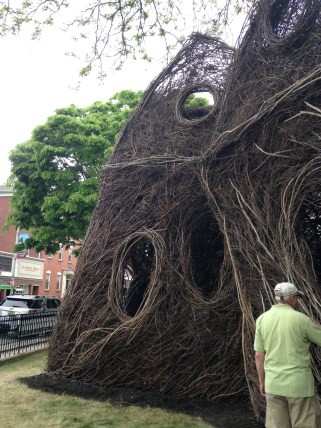 One of the four or five big twig houses with rando for scale.